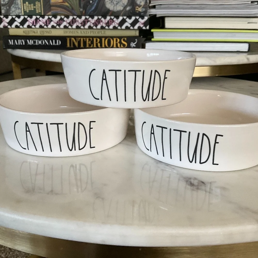 BNWT RAE DUNN CATITUDE PET FEEDING BOWL! SUPER CUTEE